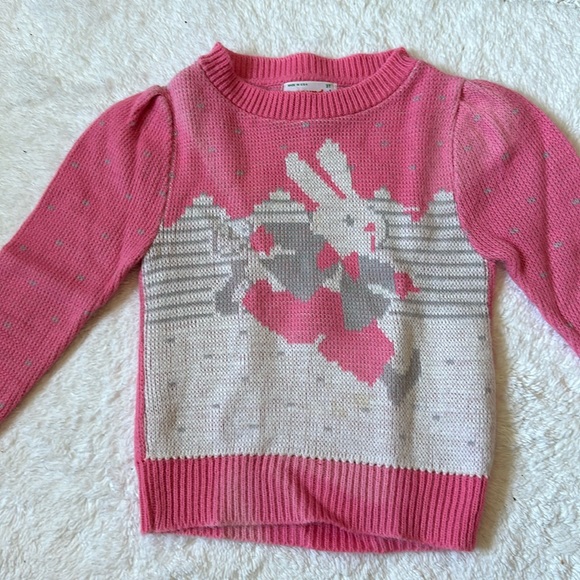 Vintage 90s pink knit bunny sweater - Picture 2 of 8